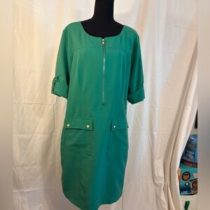 Sharagano Green Long Sleeve Dress Size 14